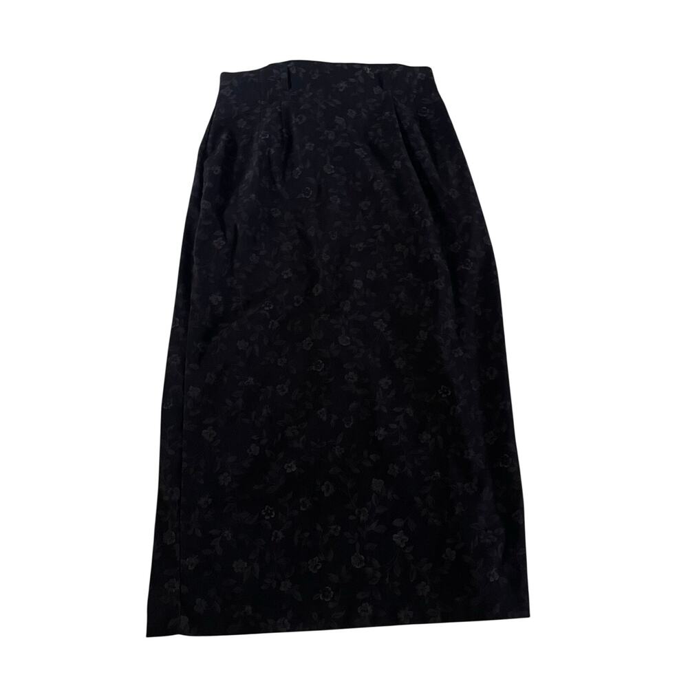 Vtg Y2K 2000s Black Dark Floral Maxi Skirt Sz 10 Whimsygoth Fairy Grunge Witchy